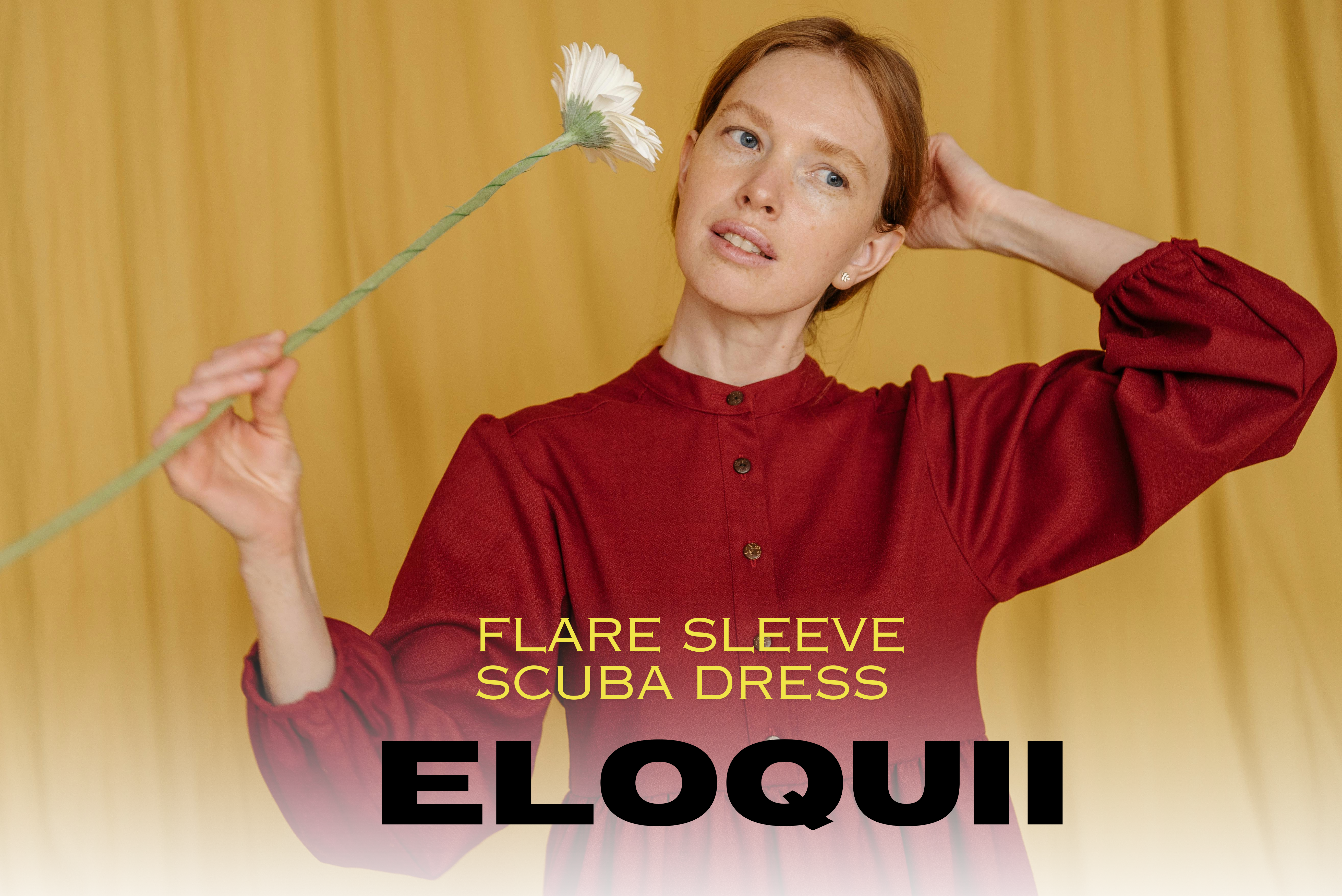 Flare Sleeve Scuba Dress 